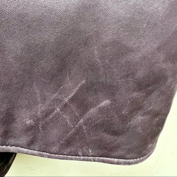 Soia & Kyo Purple Leather Trench Coat Jacket Size Small Classic Structured - Picture 10 of 16